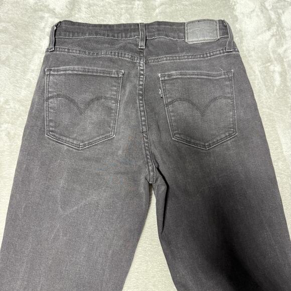 Levis 721 Jeans Womens 29x34 Black Dark Wash Cotton Stretch Straight Slim Fit - Picture 12 of 13